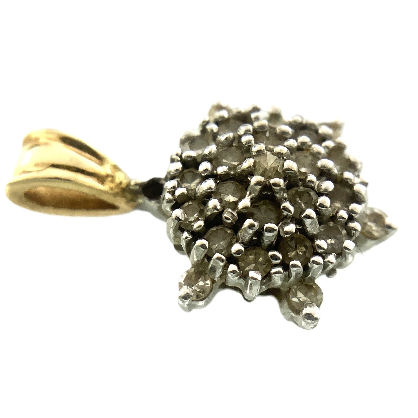 14K Yellow Gold Cluster Necklace Charm Pendant AU375