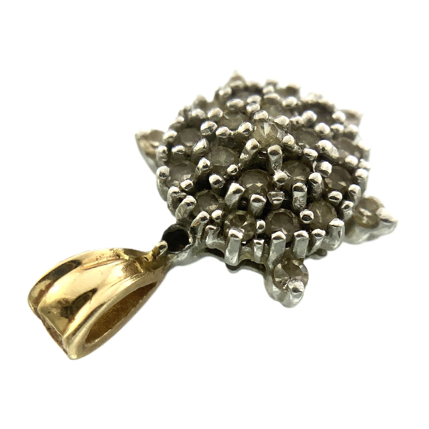 14K Yellow Gold Cluster Necklace Charm Pendant AU375