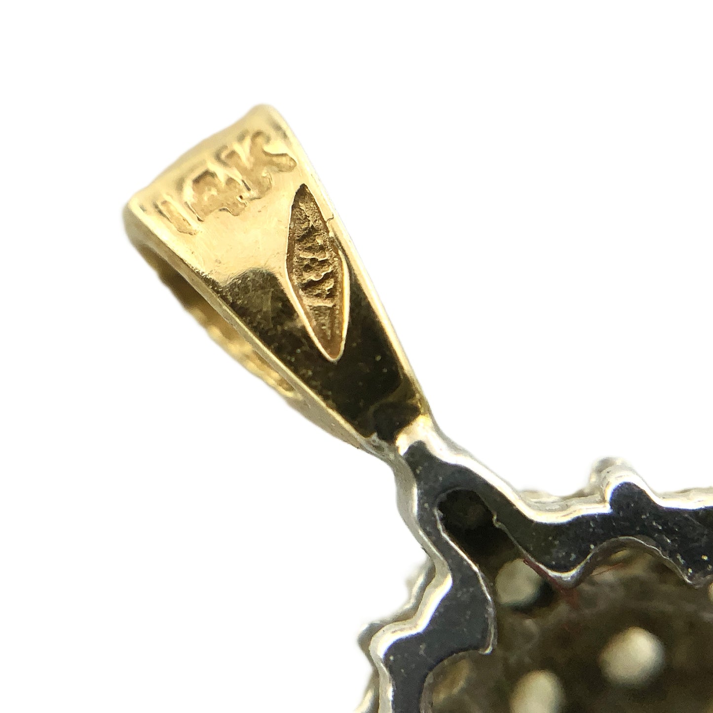14K Yellow Gold Cluster Necklace Charm Pendant AU375