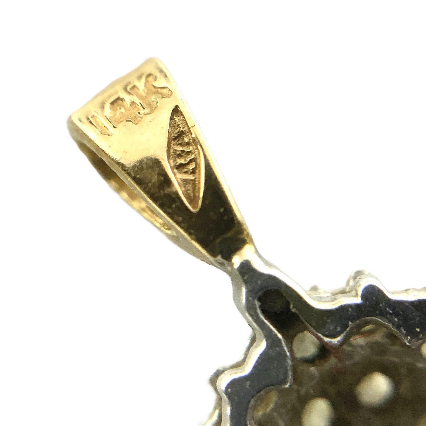 14K Yellow Gold Cluster Necklace Charm Pendant AU375
