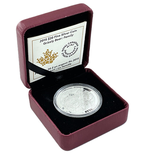 1.01 ozt Grizzly Bear Family 9999 Silver $20