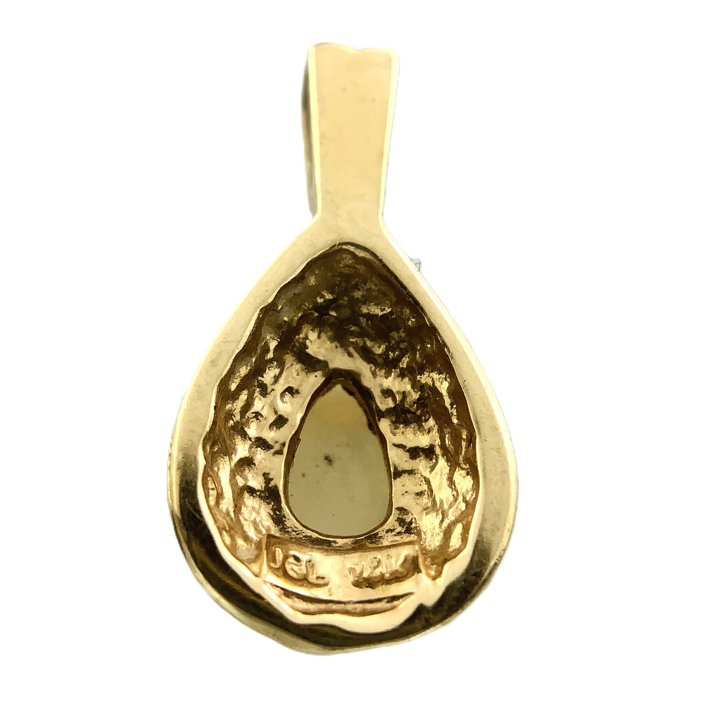 14K Yellow Gold Opal Necklace Charm Pendant AU374