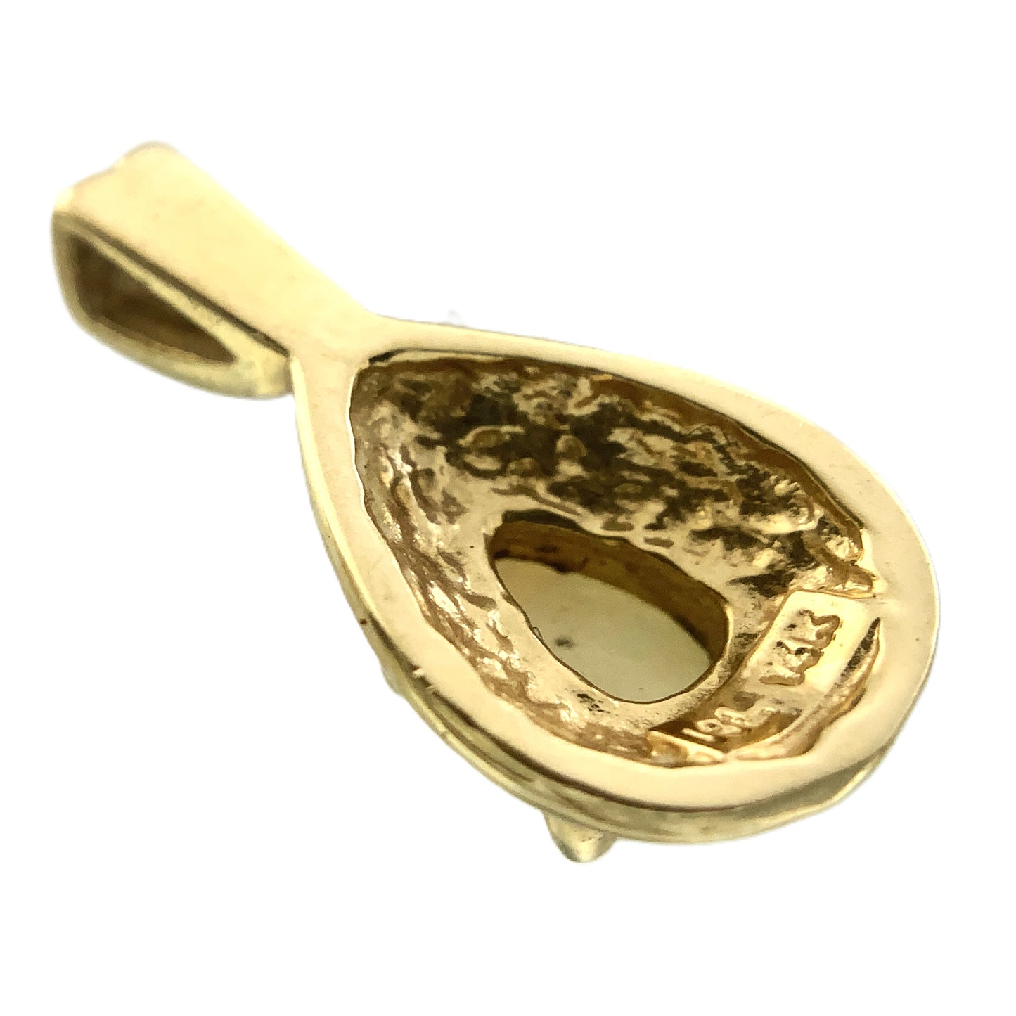 14K Yellow Gold Opal Necklace Charm Pendant AU374