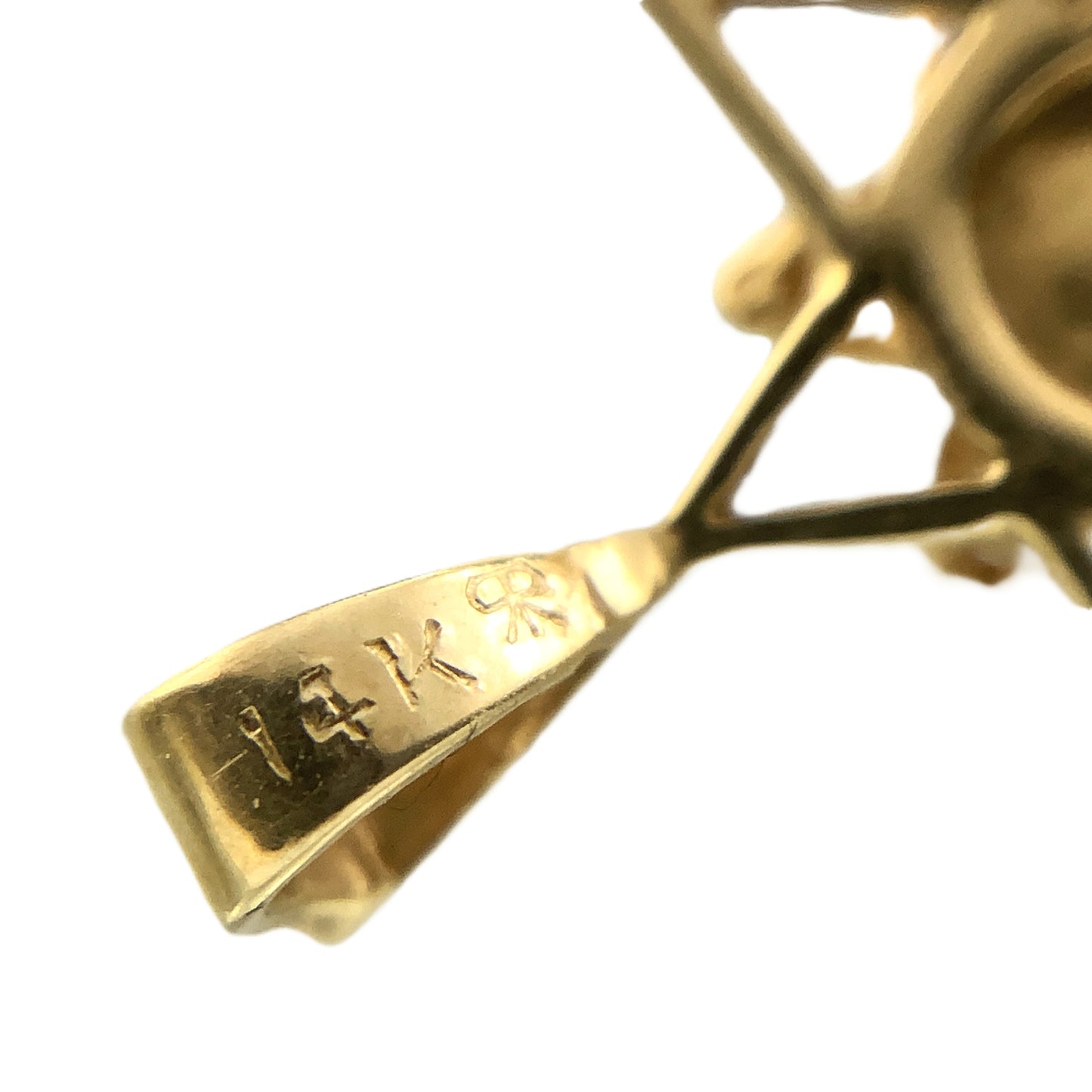 14K Yellow Gold Star of David with a Central Round .05 Carat Diamond Necklace Charm Pendant AU376