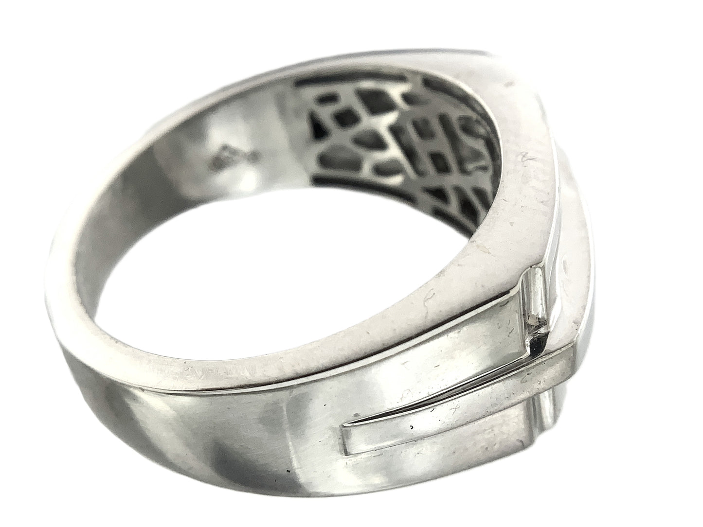 10K White Gold Two Channel Princess Diamonds Band Ring .9 Total Carats Size 10 AU363