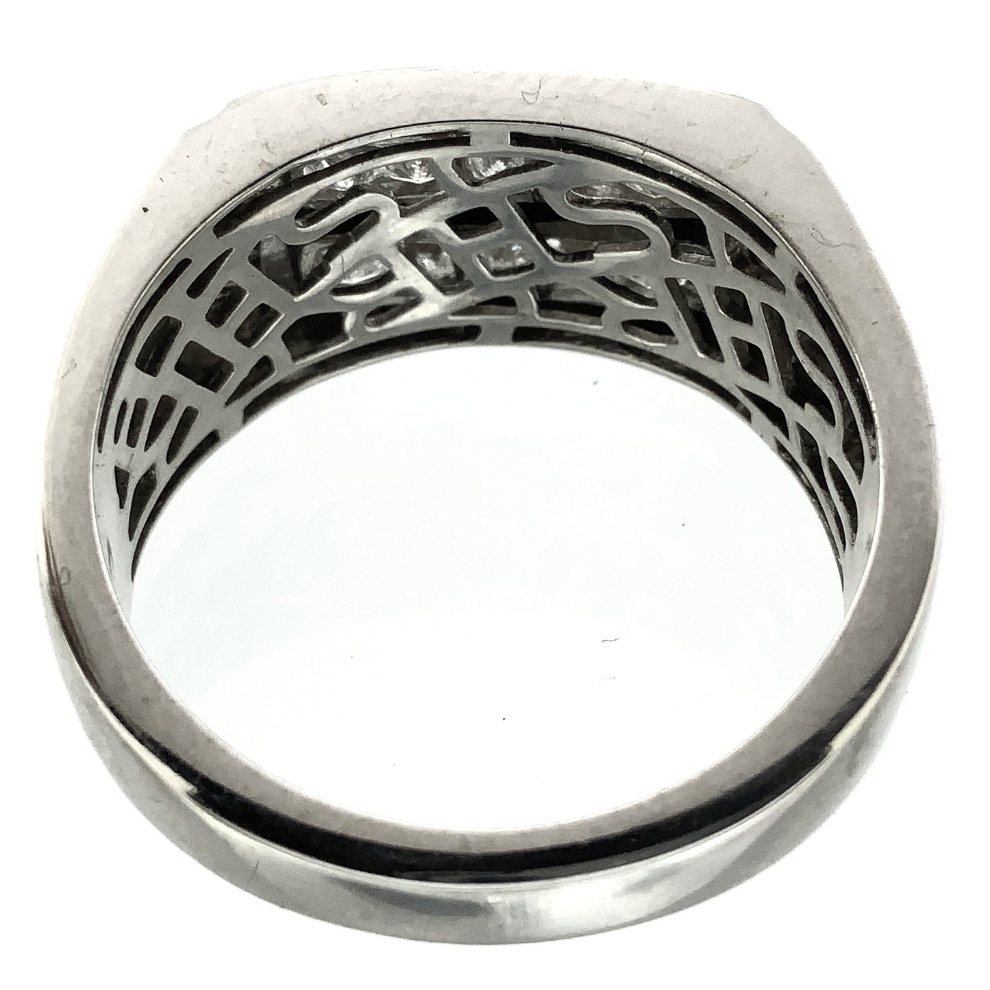 10K White Gold Two Channel Princess Diamonds Band Ring .9 Total Carats Size 10 AU363