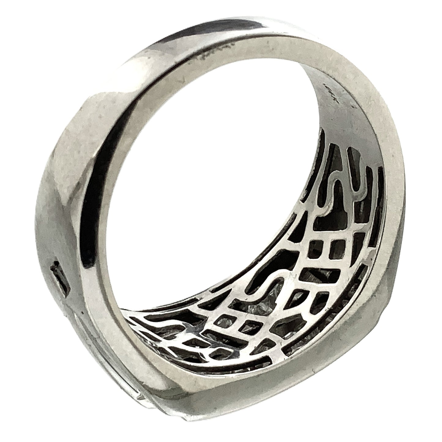 10K White Gold Two Channel Princess Diamonds Band Ring .9 Total Carats Size 10 AU363