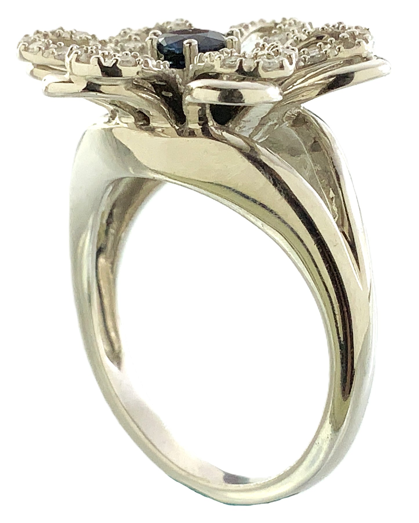 14K White Gold Floral or Snowflake Design Cluster Size 6.25 Ring AU381