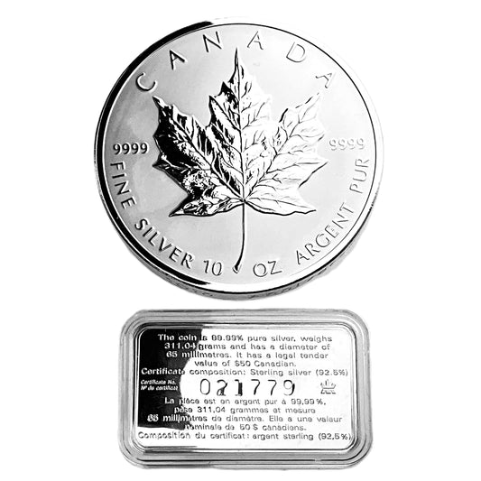 10 ozt Maple Leaf 9999 Silver $50 Coin