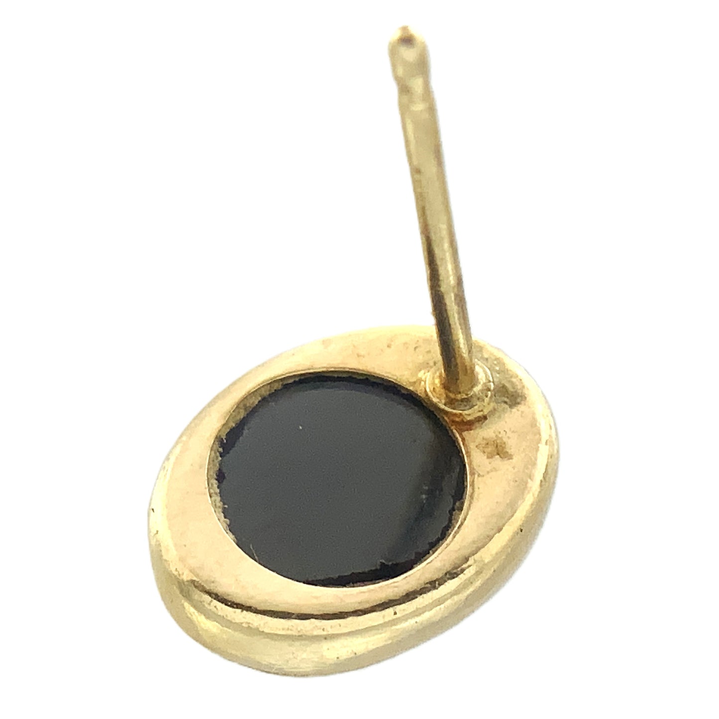 14K Yellow Gold Black Oval Onyx Stud Earrings AU378