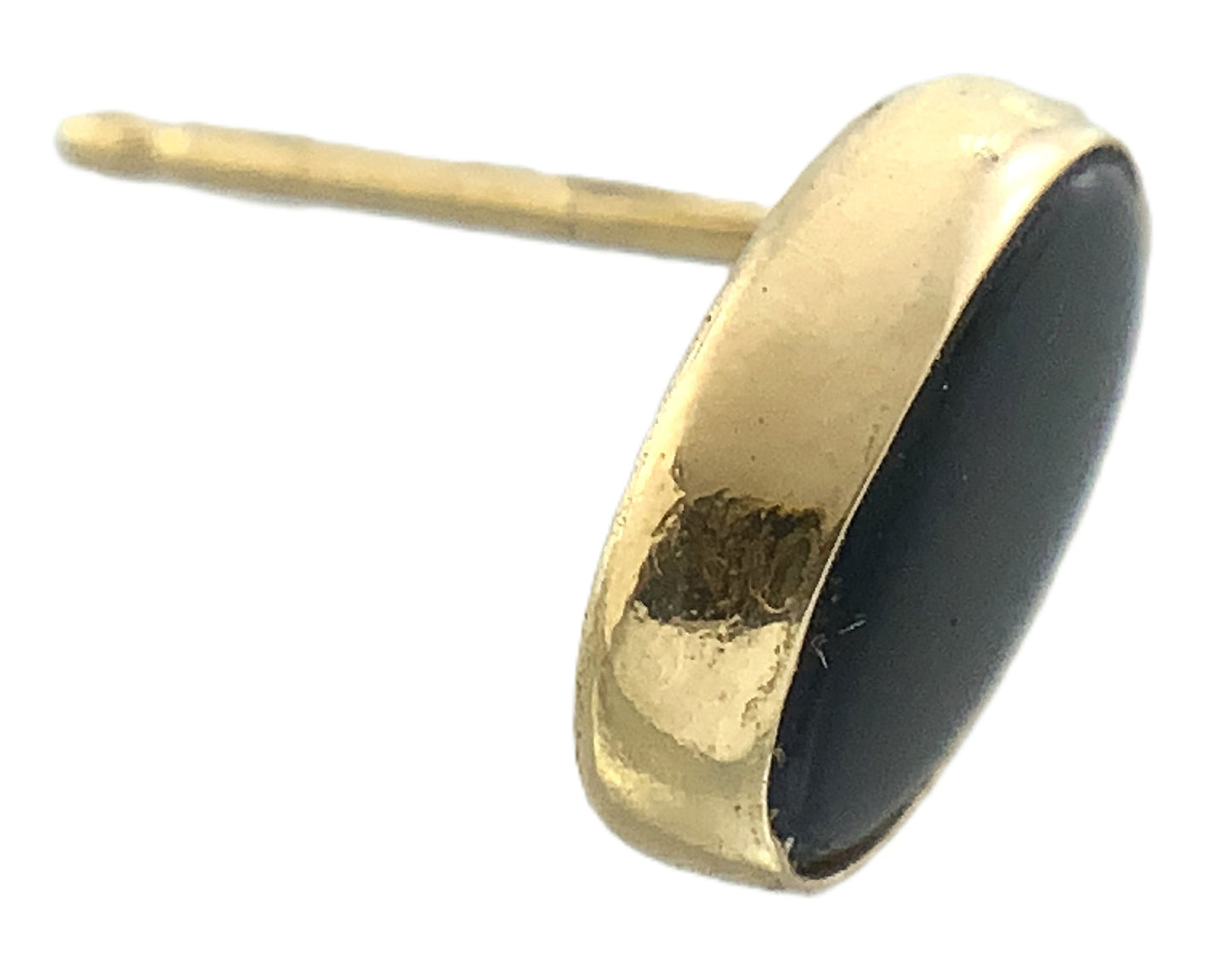 14K Yellow Gold Black Oval Onyx Stud Earrings AU378