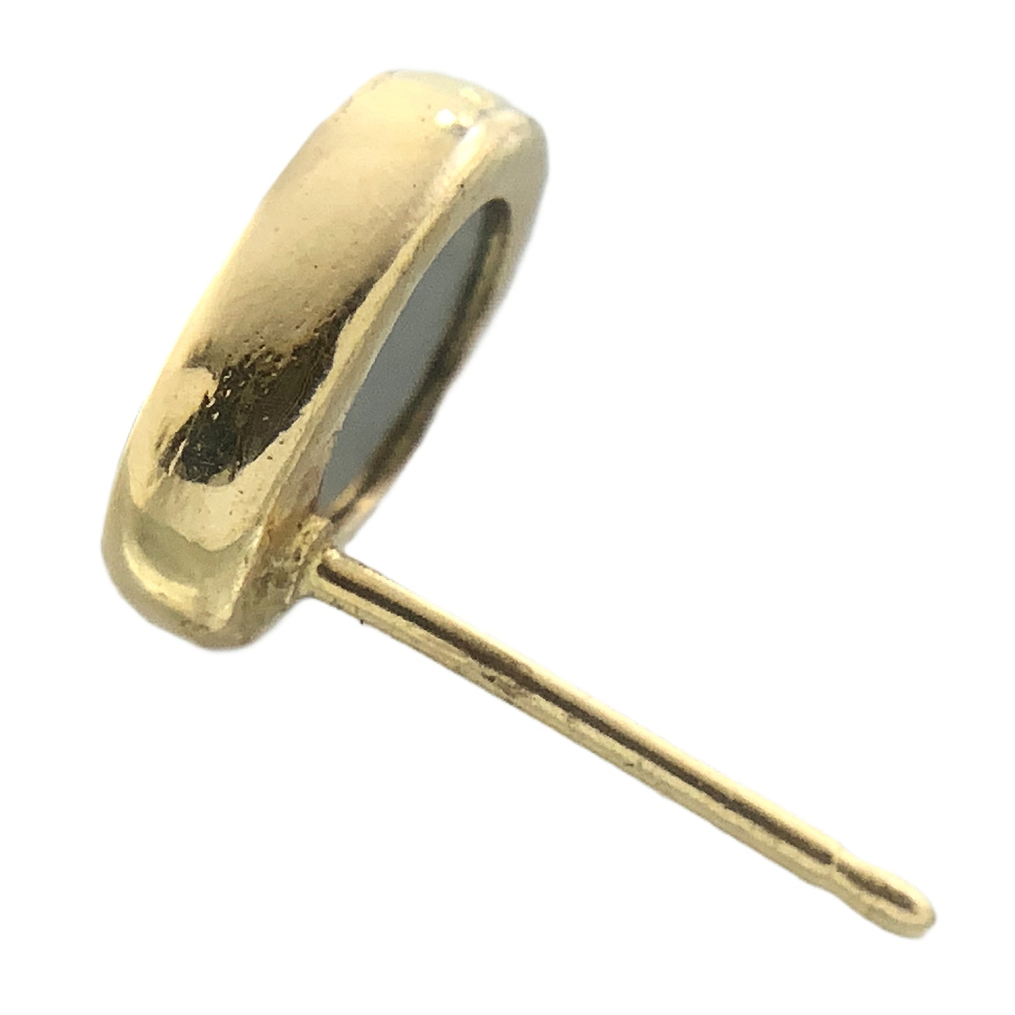 14K Yellow Gold Black Oval Onyx Stud Earrings AU378