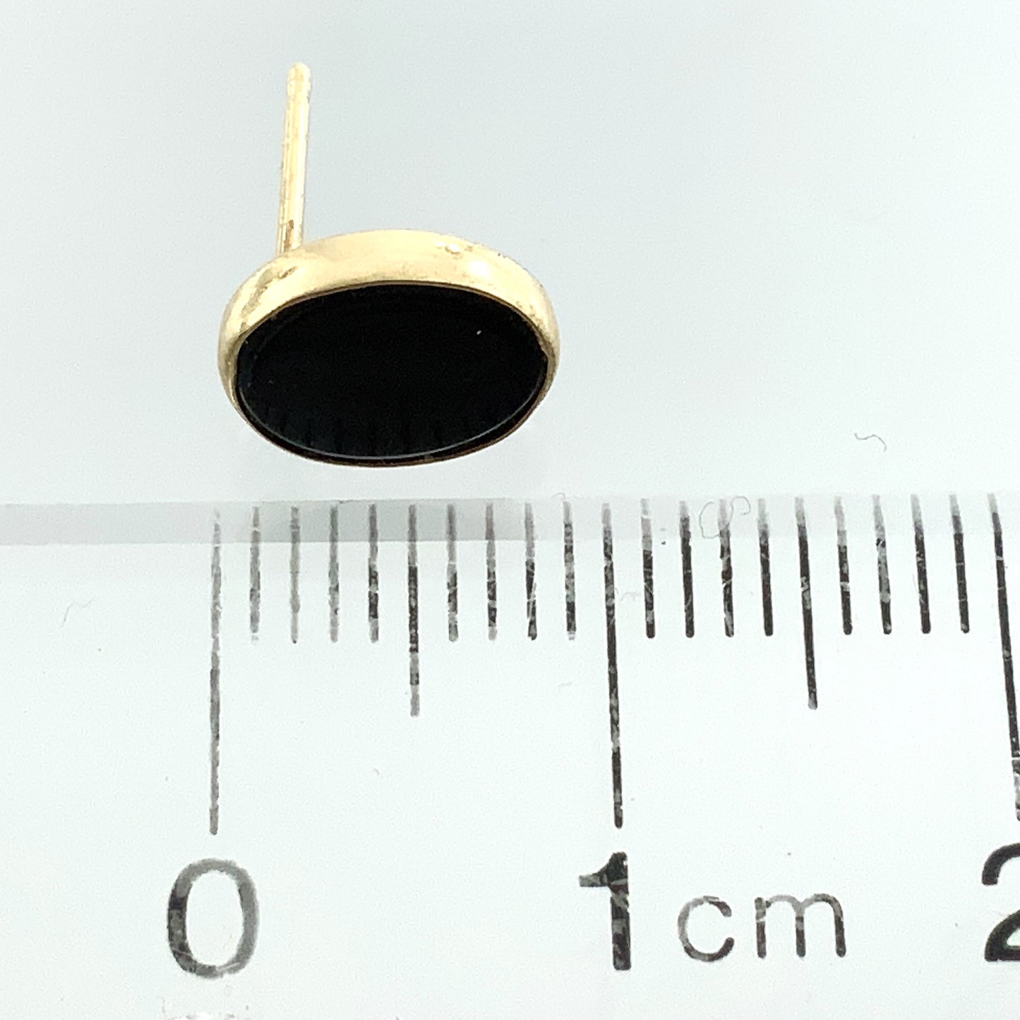 14K Yellow Gold Black Oval Onyx Stud Earrings AU378