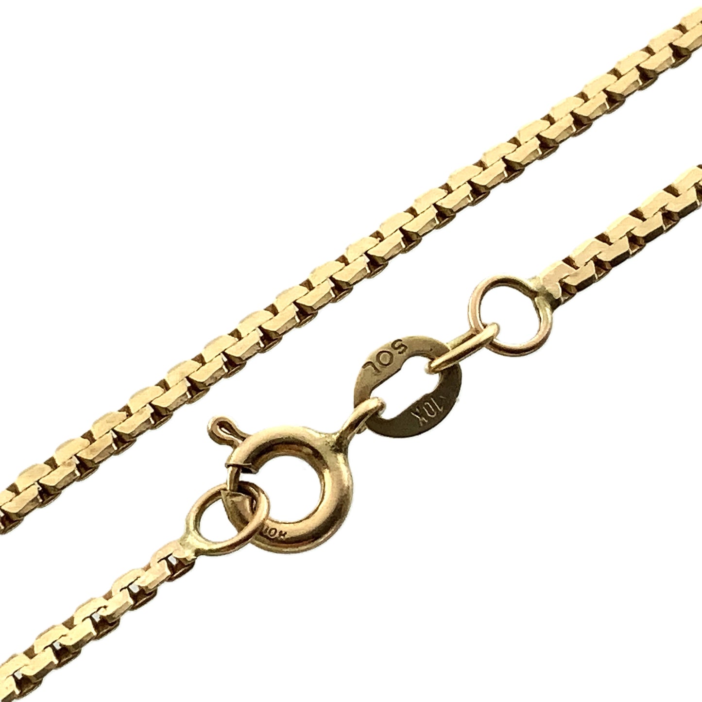 10K Yellow Gold Hollow Box Chain 18in x 1.5mm Chain Necklace AU364