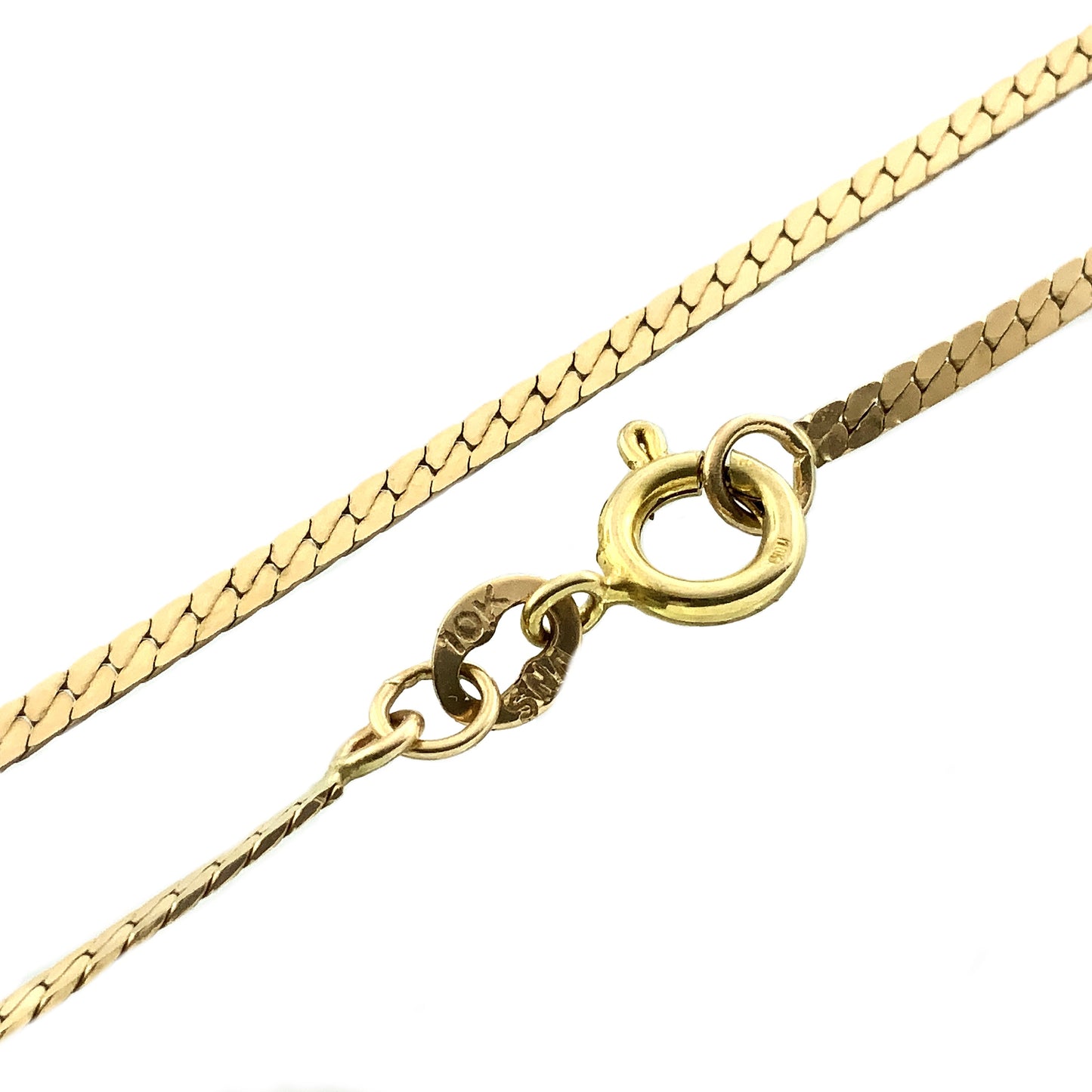 10K Yellow Gold Flat Curb Chain Link 16in x 1.5mm Necklace AU365