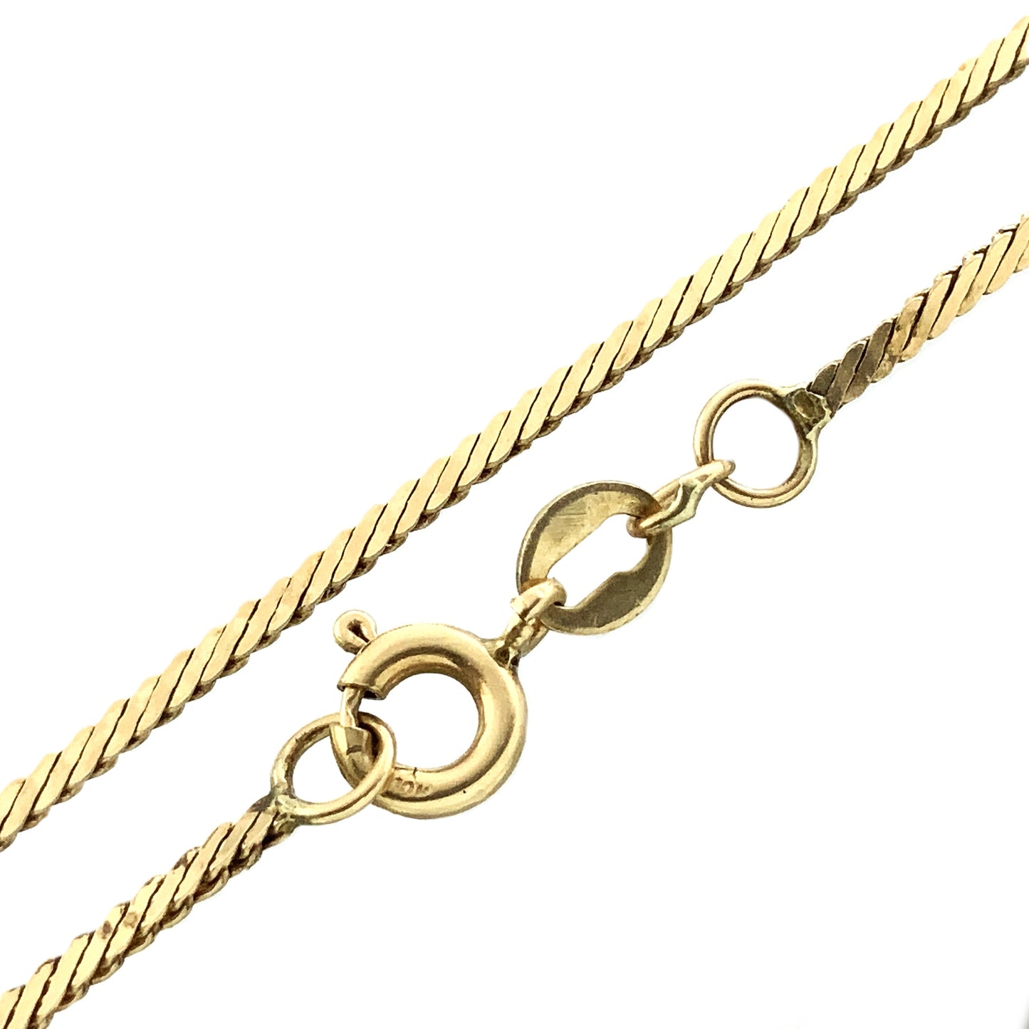 10K Yellow Gold Flat Snake Chain Link 16in x 1.2mm Necklace AU366