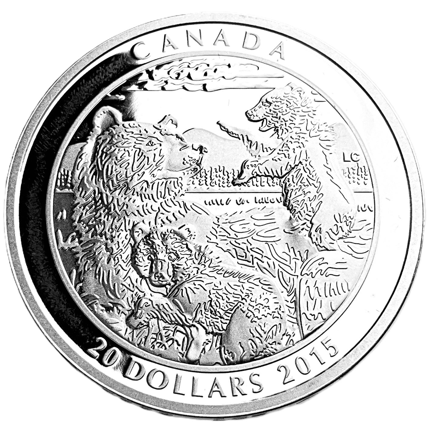1.01 ozt Grizzly Bear Family 9999 Silver $20
