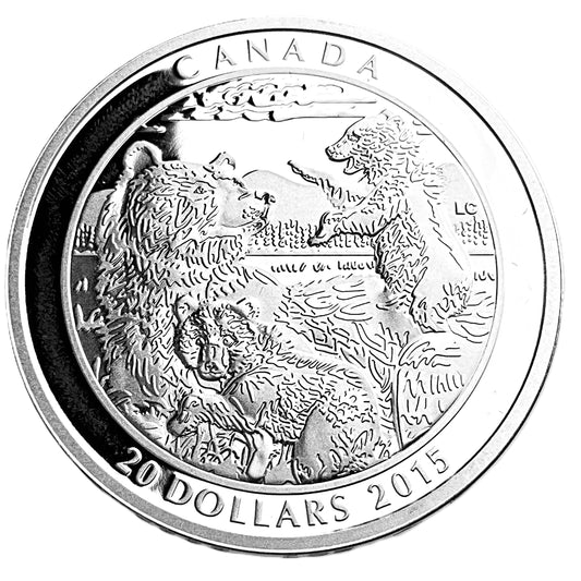 1.01 ozt Grizzly Bear Family 9999 Silver $20