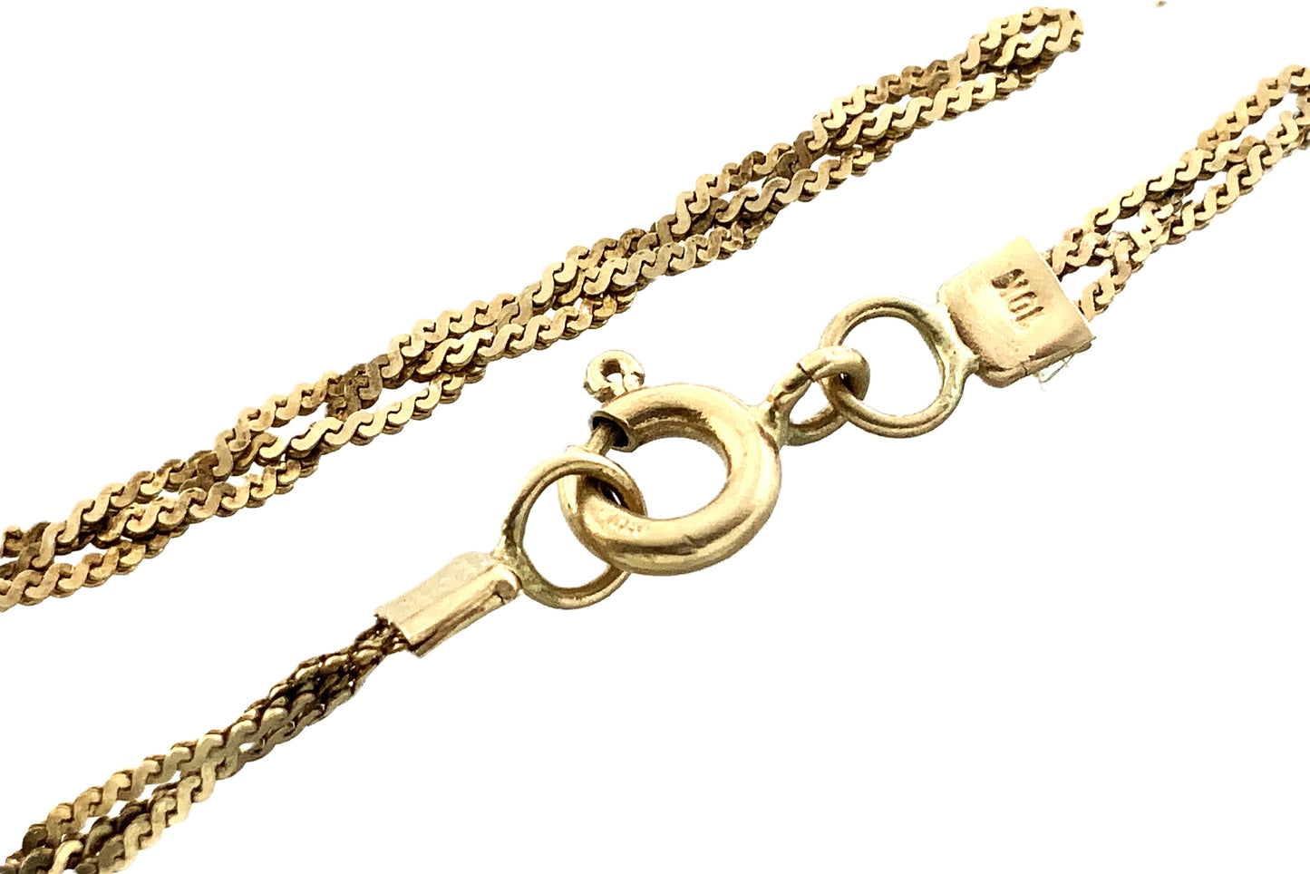 10K Yellow Gold Braided Serpentine Link Chain 7in x 2mm Bracelet AU368