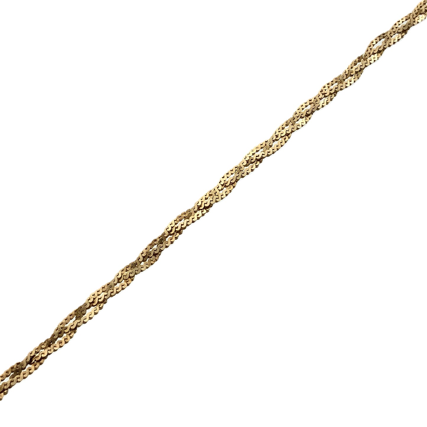 10K Yellow Gold Braided Serpentine Link Chain 7in x 2mm Bracelet AU368
