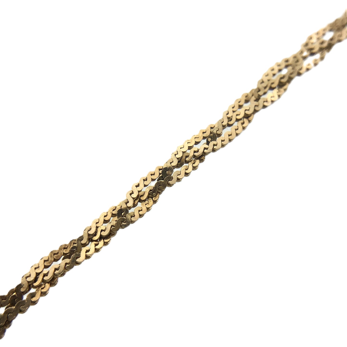10K Yellow Gold Braided Serpentine Link Chain 7in x 2mm Bracelet AU368