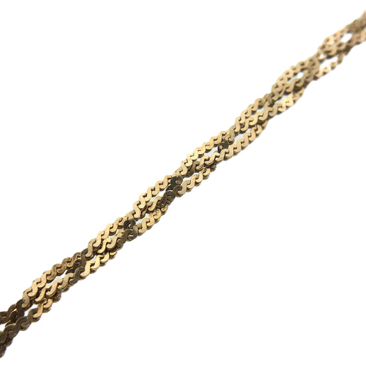 10K Yellow Gold Braided Serpentine Link Chain 7in x 2mm Bracelet AU368