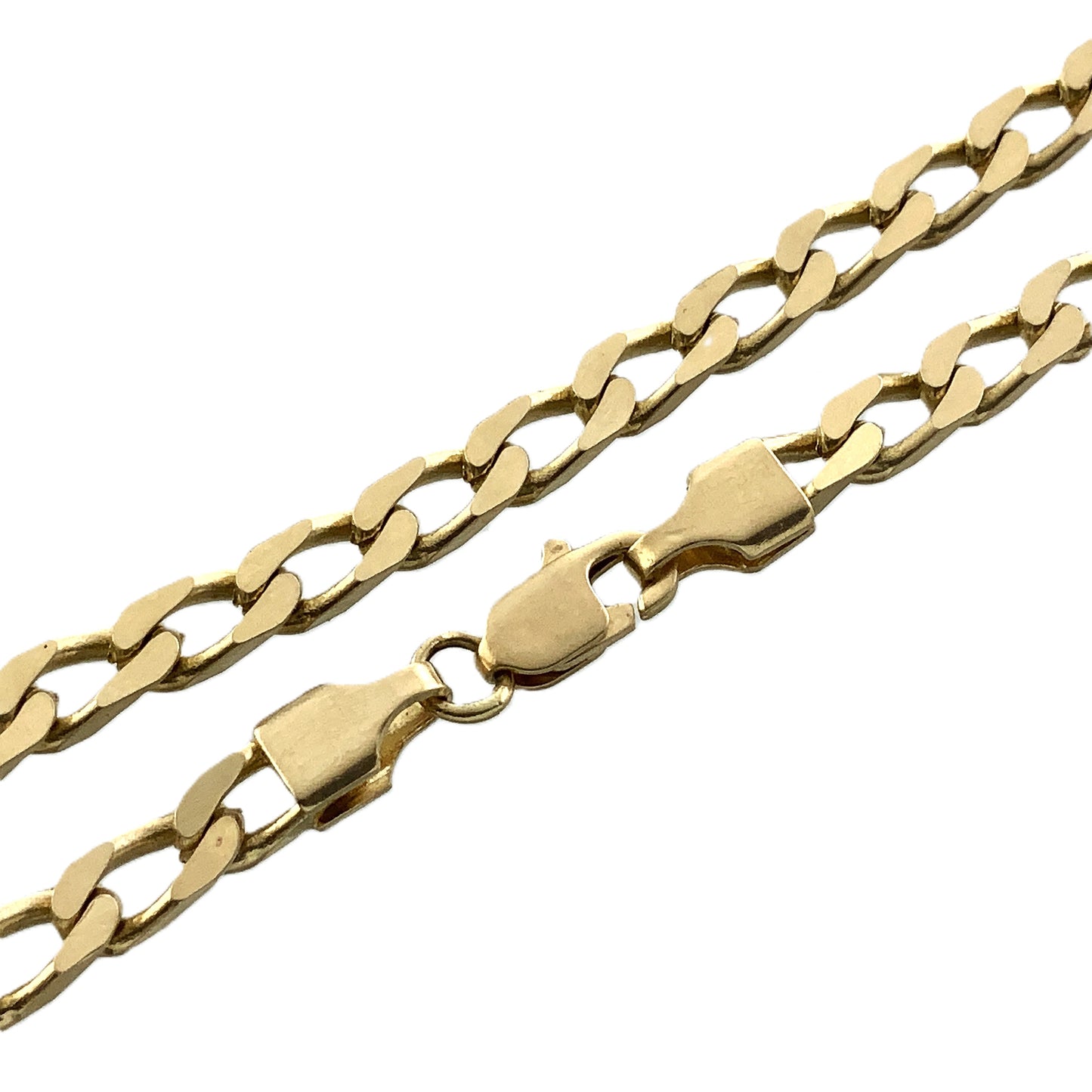 10K Yellow Gold Flat Beveled Curb Link Chain 20in x 3.26mm Necklace AU371