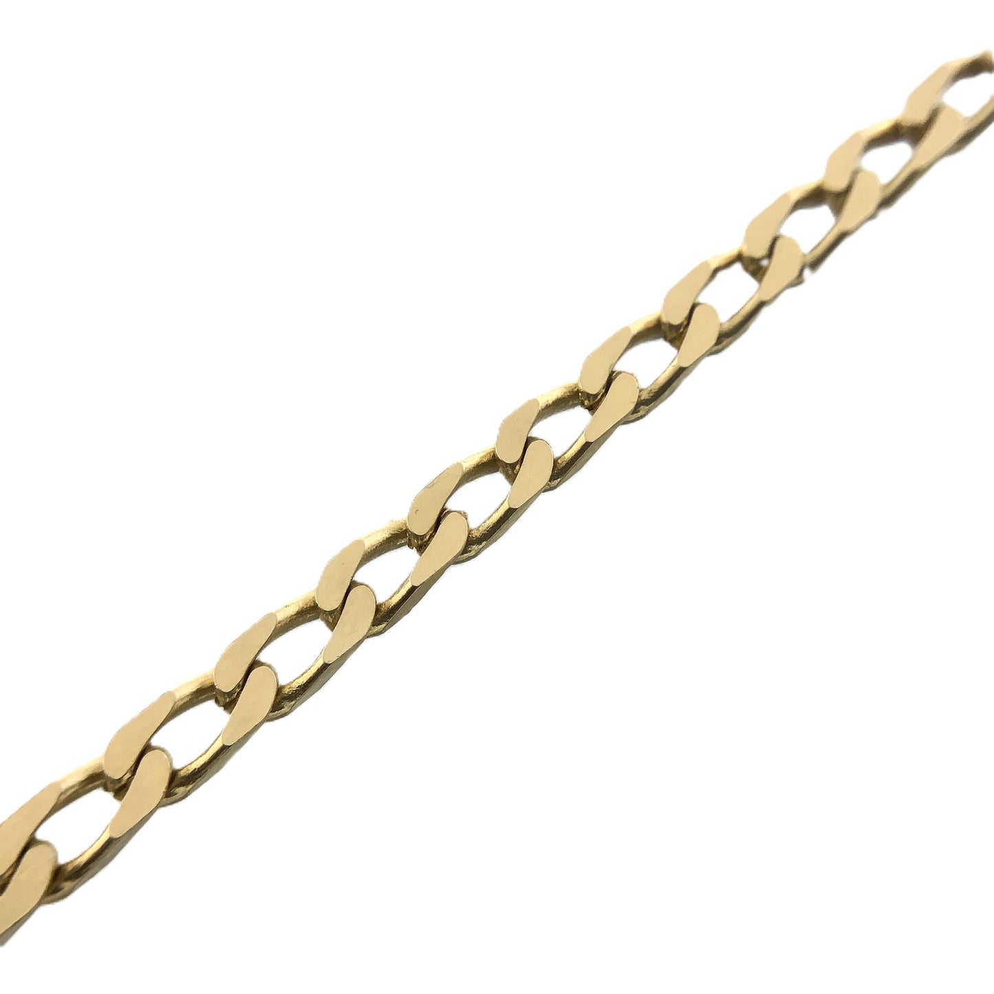 10K Yellow Gold Flat Beveled Curb Link Chain 20in x 3.26mm Necklace AU371