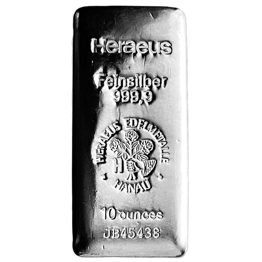 10 ozt Heraeus Edelmetalle Hanau 9999 Bar