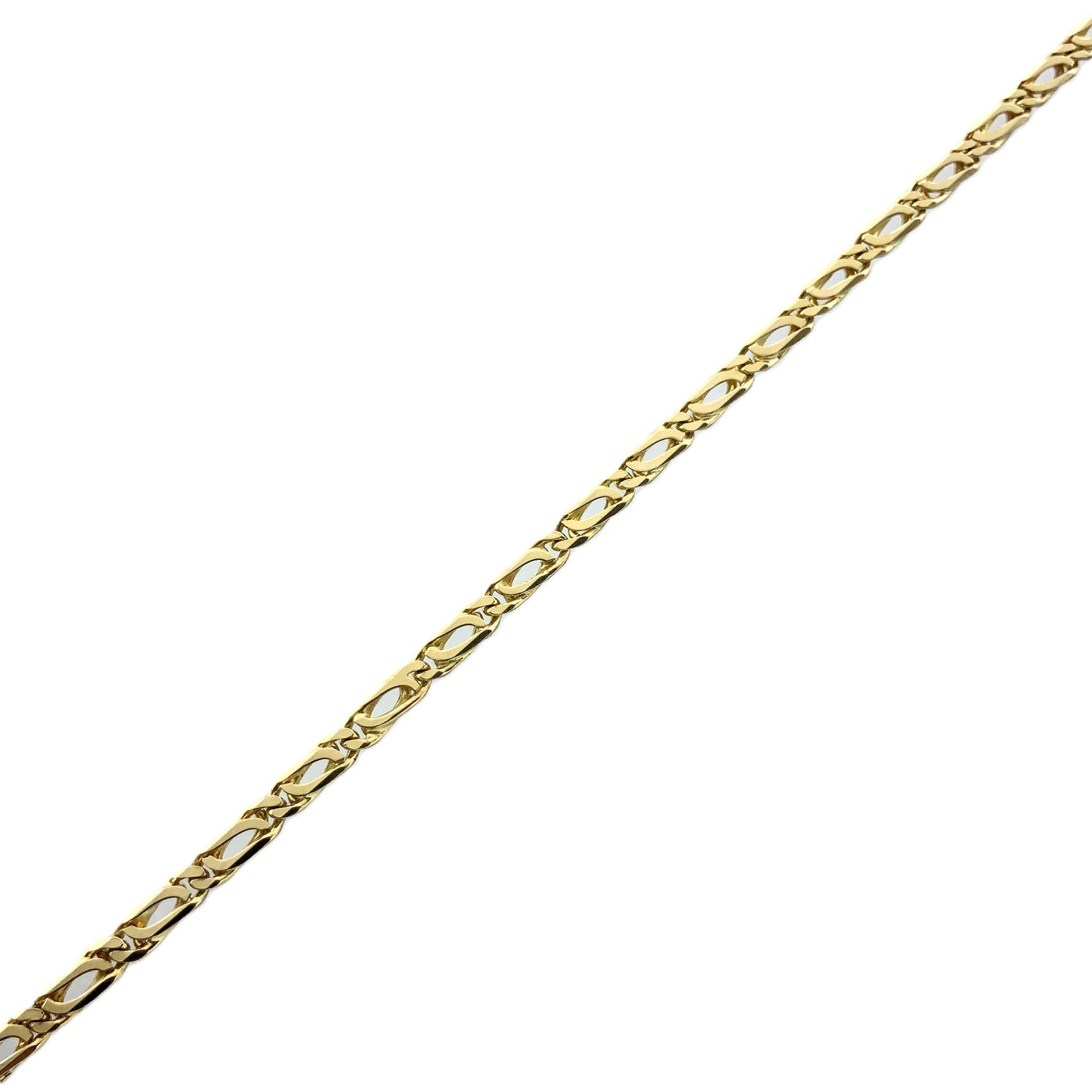 14K Yellow Gold Fancy Curb Link Chain 8in x 3mm Bracelet AU382