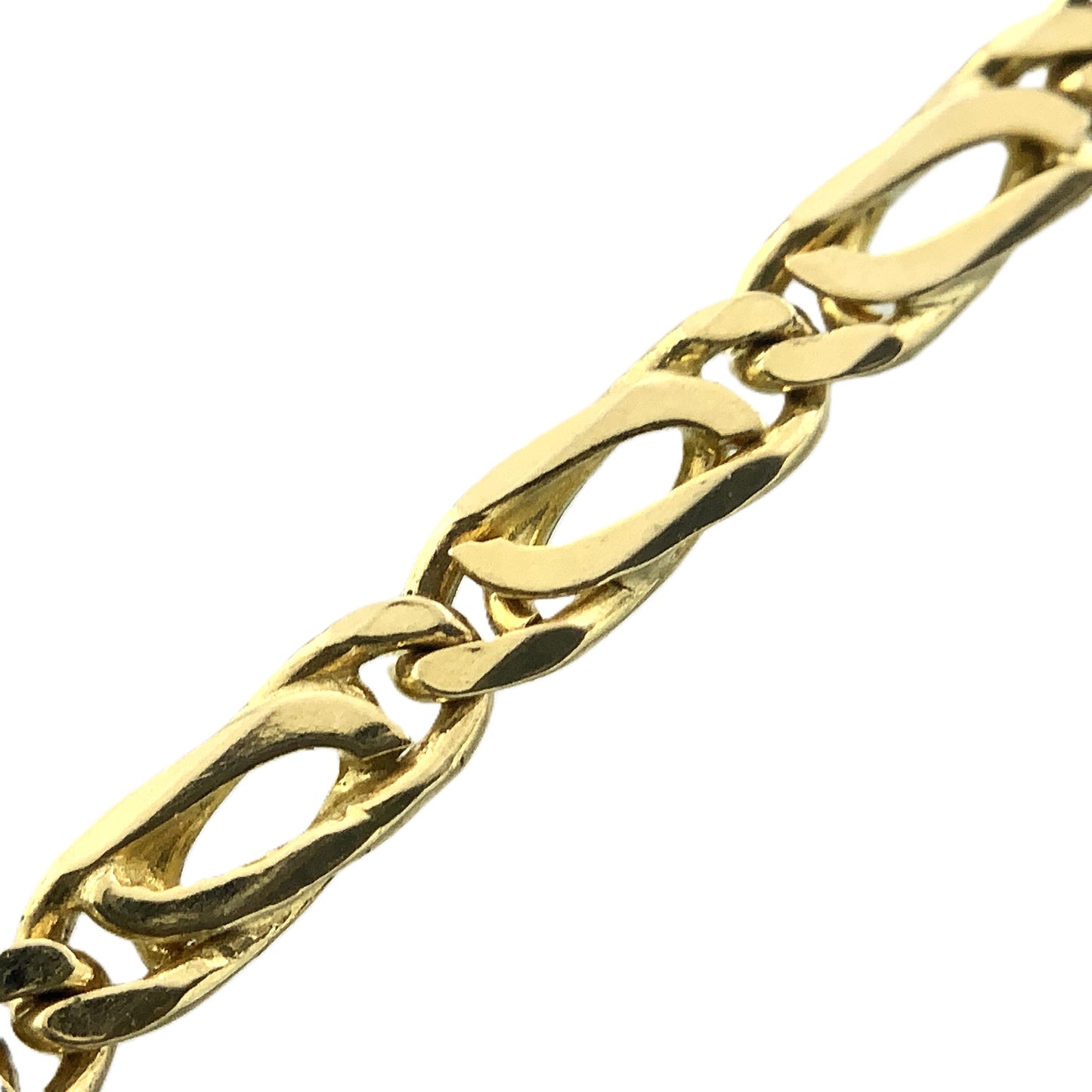 14K Yellow Gold Fancy Curb Link Chain 8in x 3mm Bracelet AU382