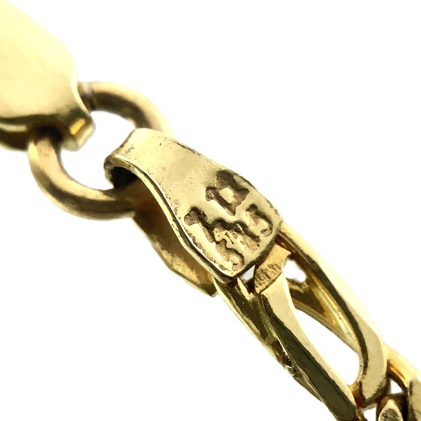 14K Yellow Gold Fancy Curb Link Chain 8in x 3mm Bracelet AU382