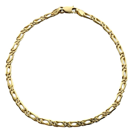 14K Yellow Gold Fancy Curb Link Chain 8in x 3mm Bracelet AU382