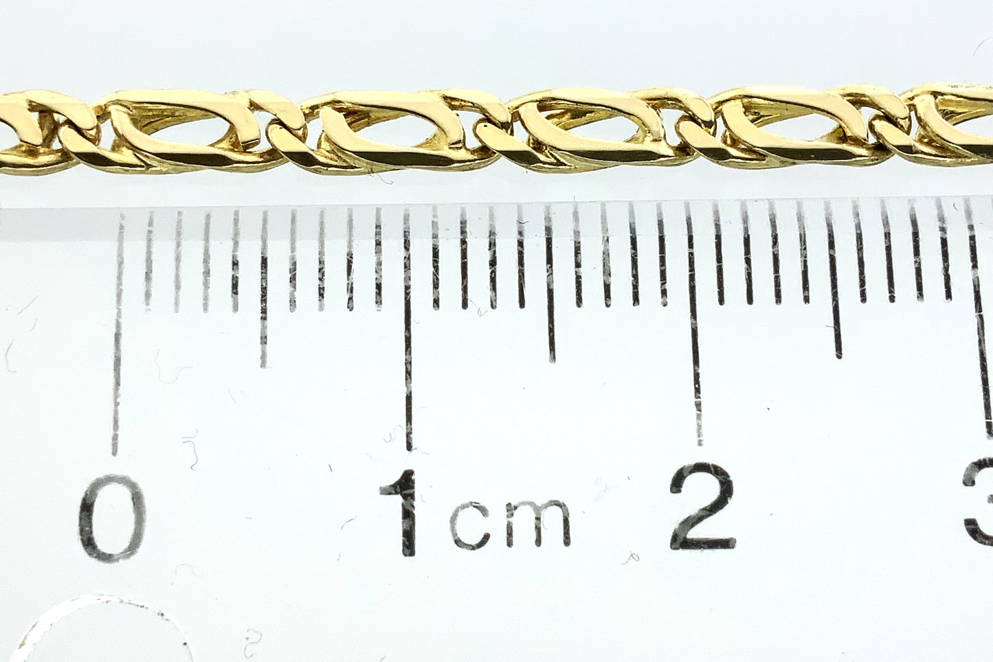 14K Yellow Gold Fancy Curb Link Chain 8in x 3mm Bracelet AU382