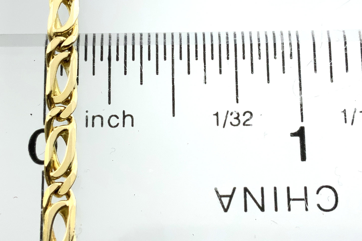 14K Yellow Gold Fancy Curb Link Chain 8in x 3mm Bracelet AU382