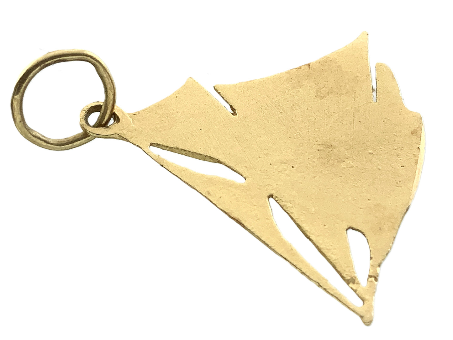 14K Yellow Gold Diamond Cut Sailboat 3D Design Charm Pendant AU383