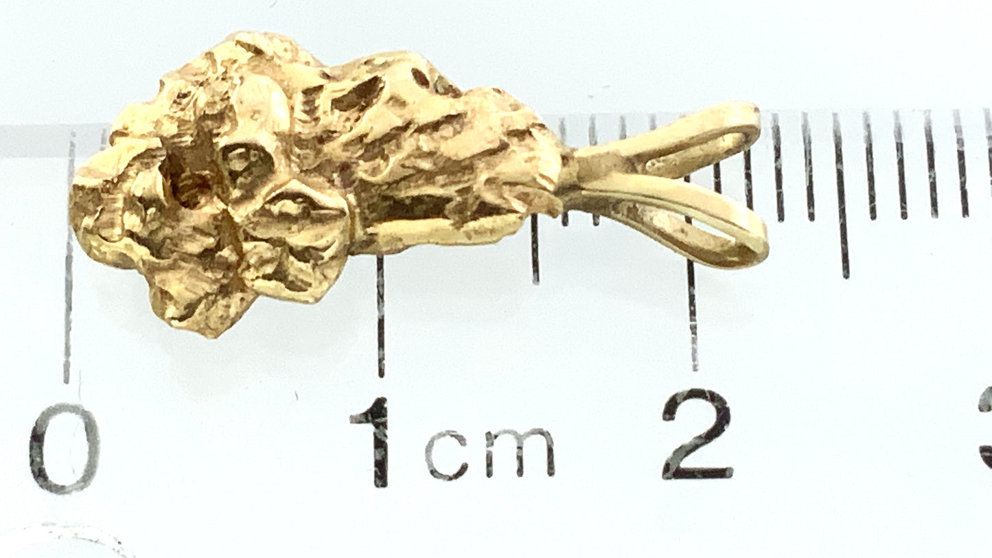 18K Yellow Gold Nugget Style Charm Pendant AU384