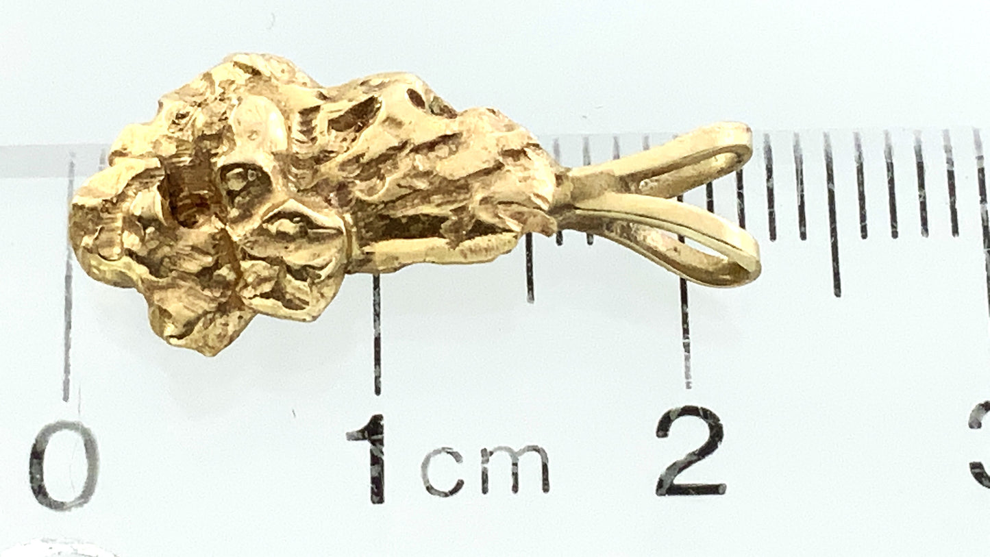 18K Yellow Gold Nugget Style Charm Pendant AU384