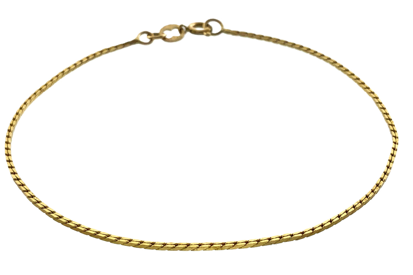 10K Yellow Gold Vicenza Cable Link Chain 7in x 1mm Bracelet AU400