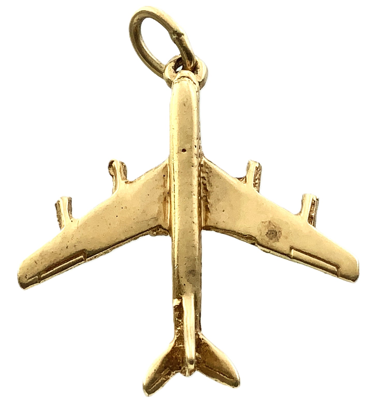 10K Yellow Gold 3D Airplane Plane Airliner Charm Pendant AU385