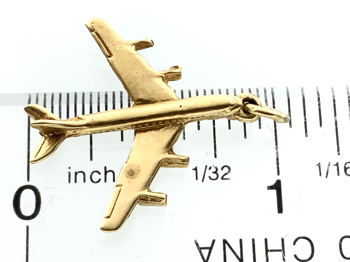 10K Yellow Gold 3D Airplane Plane Airliner Charm Pendant AU385