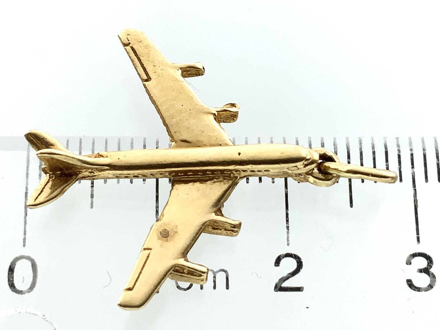 10K Yellow Gold 3D Airplane Plane Airliner Charm Pendant AU385
