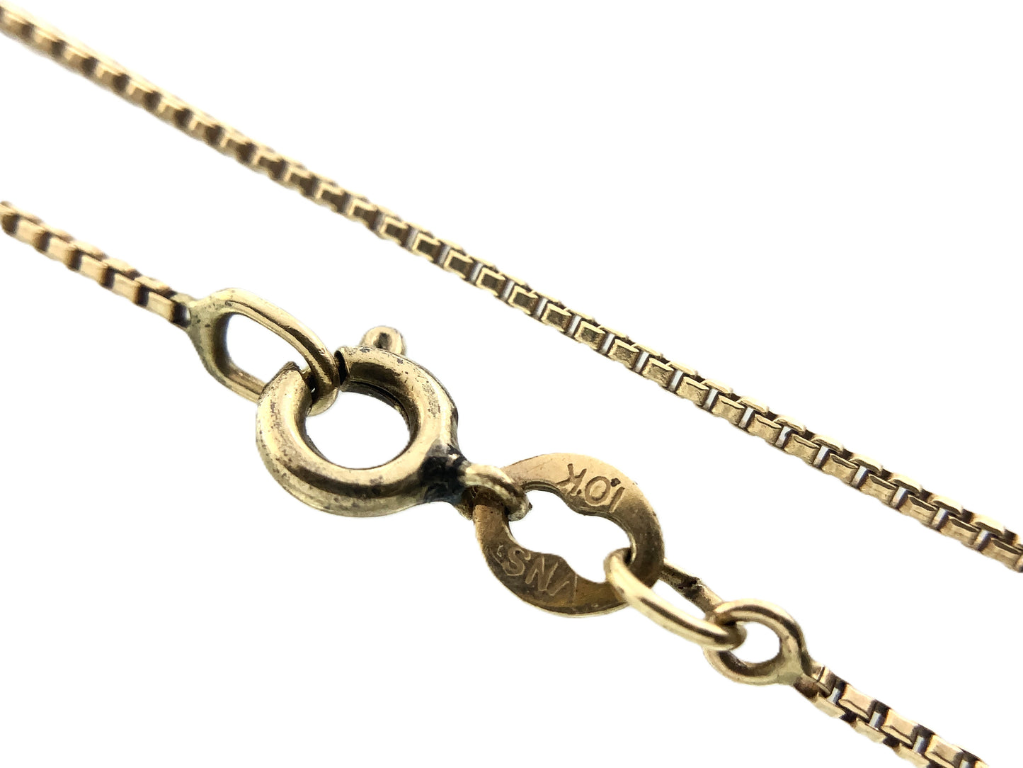 10K Yellow Gold Box Link Chain 16.75in x 1mm Necklace AU388