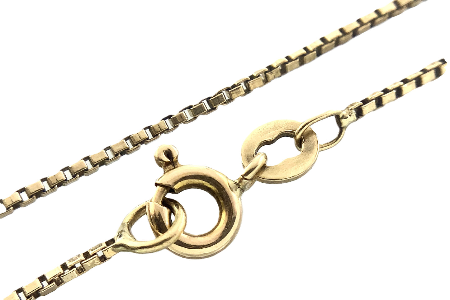 10K Yellow Gold Venetian Box Link Chain 20in x 1mm Necklace AU391