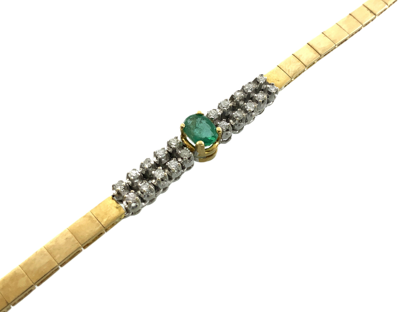 18K White Gold Oval Emerald 7.25in x 3.52mm Tennis Bracelet AU394