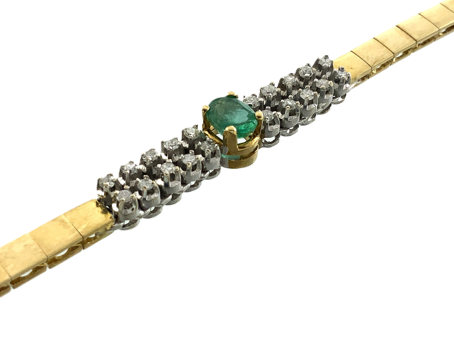 18K White Gold Oval Emerald 7.25in x 3.52mm Tennis Bracelet AU394