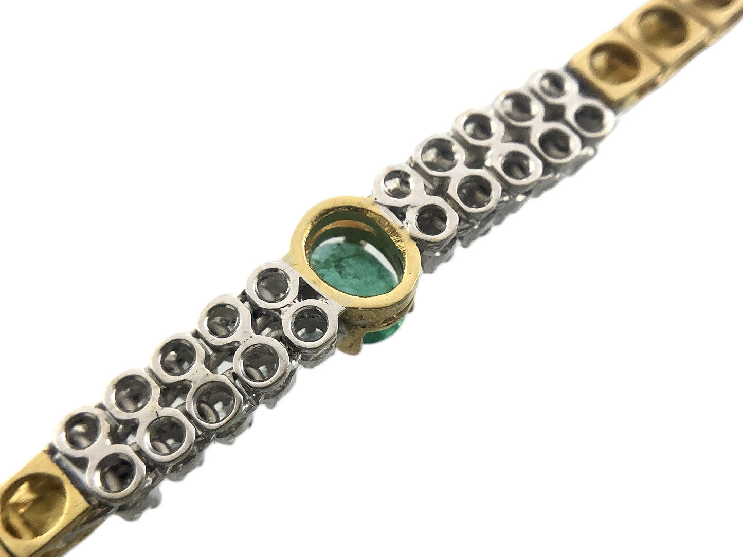 18K White Gold Oval Emerald 7.25in x 3.52mm Tennis Bracelet AU394
