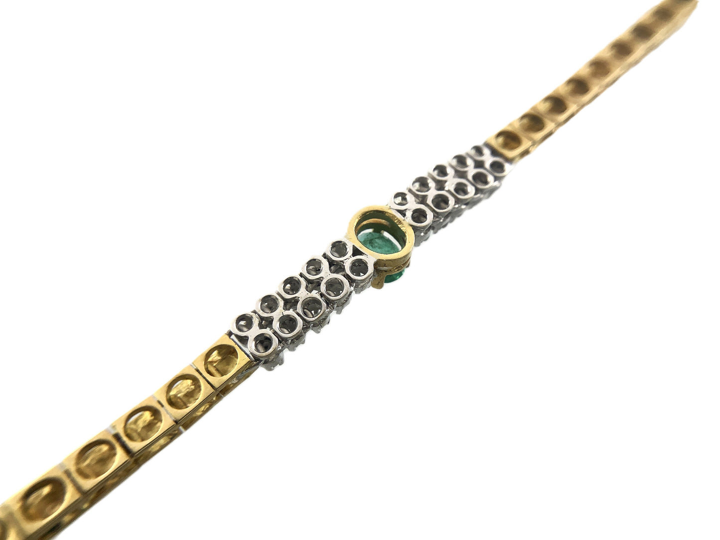 18K White Gold Oval Emerald 7.25in x 3.52mm Tennis Bracelet AU394