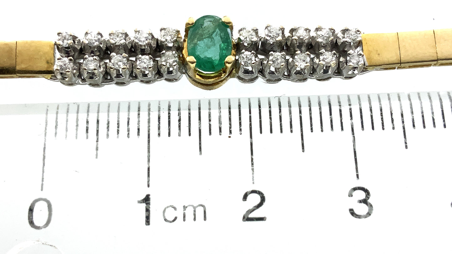 18K White Gold Oval Emerald 7.25in x 3.52mm Tennis Bracelet AU394