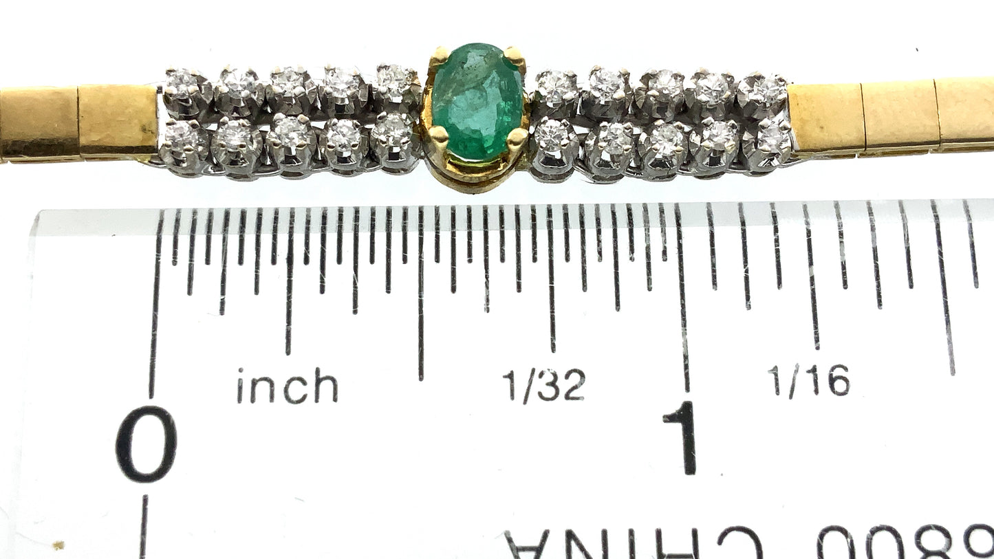 18K White Gold Oval Emerald 7.25in x 3.52mm Tennis Bracelet AU394